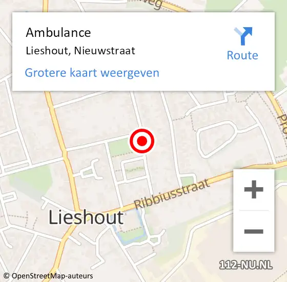 Locatie op kaart van de 112 melding: Ambulance Lieshout, Nieuwstraat op 11 maart 2020 14:26