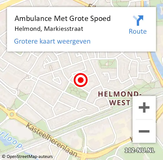 Locatie op kaart van de 112 melding: Ambulance Met Grote Spoed Naar Helmond, Markiesstraat op 11 maart 2020 15:10