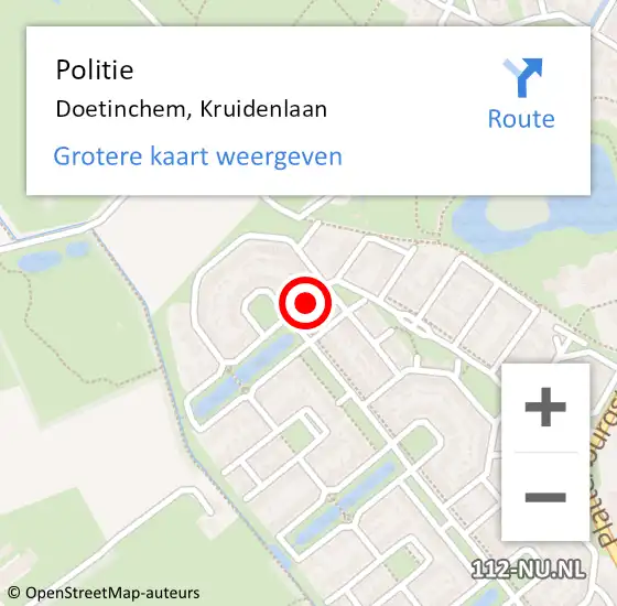 Locatie op kaart van de 112 melding: Politie Doetinchem, Kruidenlaan op 11 maart 2020 16:10