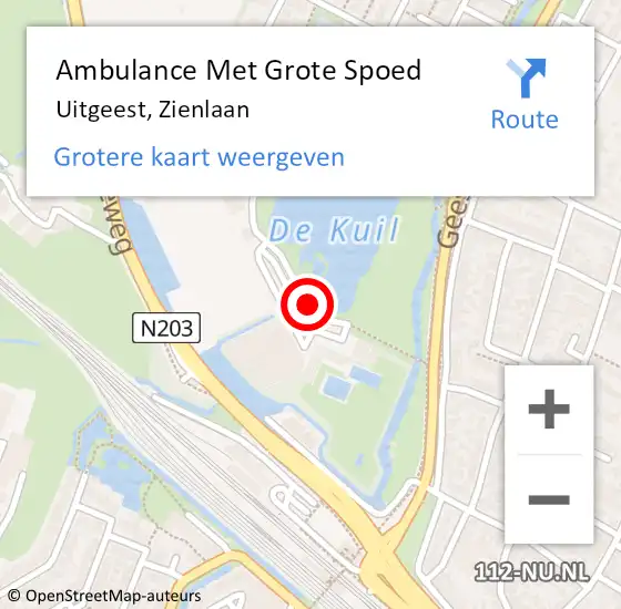 Locatie op kaart van de 112 melding: Ambulance Met Grote Spoed Naar Uitgeest, Zienlaan op 11 maart 2020 16:21