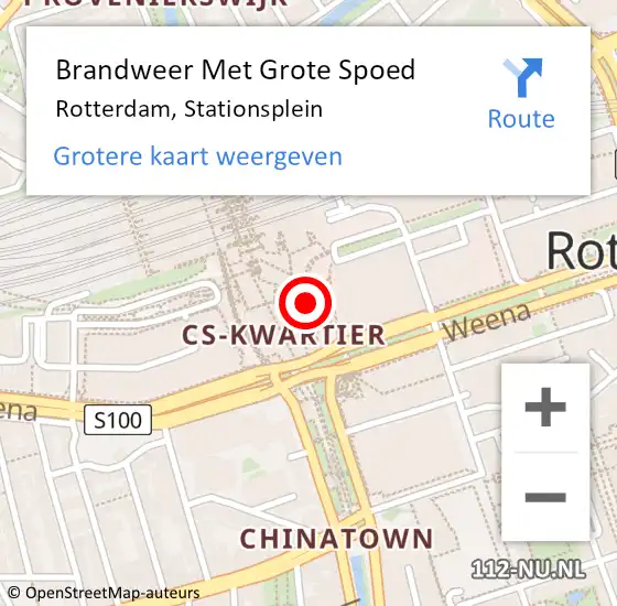 Locatie op kaart van de 112 melding: Brandweer Met Grote Spoed Naar Rotterdam, Stationsplein op 11 maart 2020 17:04
