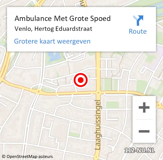 Locatie op kaart van de 112 melding: Ambulance Met Grote Spoed Naar Venlo, Hertog Eduardstraat op 11 maart 2020 18:04