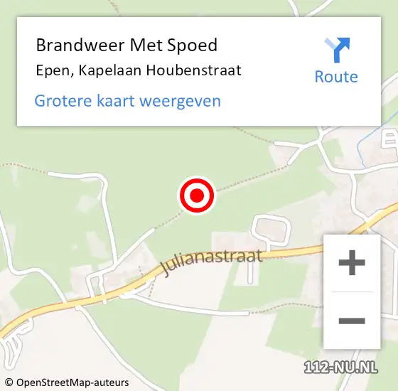 Locatie op kaart van de 112 melding: Brandweer Met Spoed Naar Epen, Kapelaan Houbenstraat op 11 maart 2020 18:33