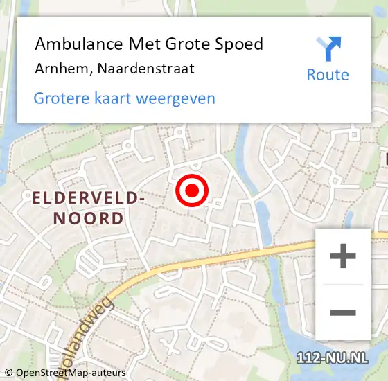 Locatie op kaart van de 112 melding: Ambulance Met Grote Spoed Naar Arnhem, Naardenstraat op 11 maart 2020 18:33