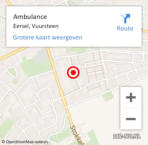 Locatie op kaart van de 112 melding: Ambulance Eersel, Vuursteen op 11 maart 2020 19:05