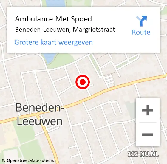 Locatie op kaart van de 112 melding: Ambulance Met Spoed Naar Beneden-Leeuwen, Margrietstraat op 11 maart 2020 19:06