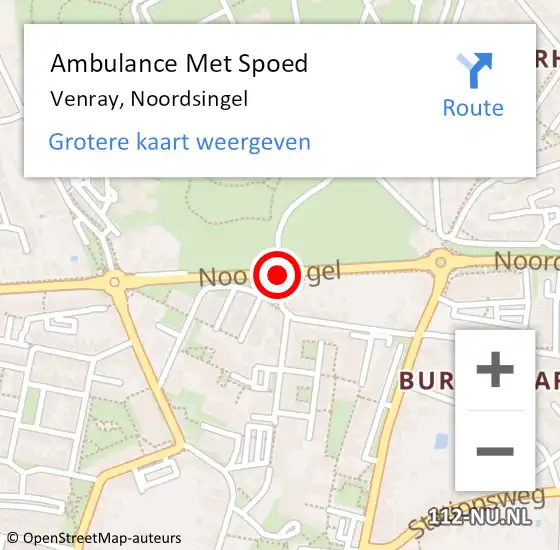 Locatie op kaart van de 112 melding: Ambulance Met Spoed Naar Venray, Noordsingel op 11 maart 2020 19:16