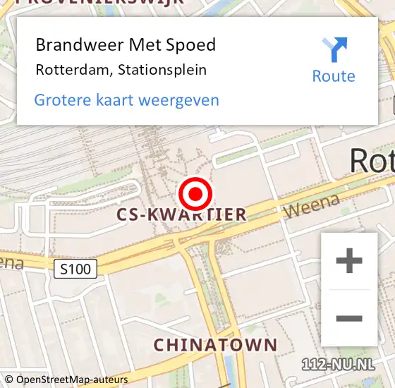 Locatie op kaart van de 112 melding: Brandweer Met Spoed Naar Rotterdam, Stationsplein op 11 maart 2020 20:46