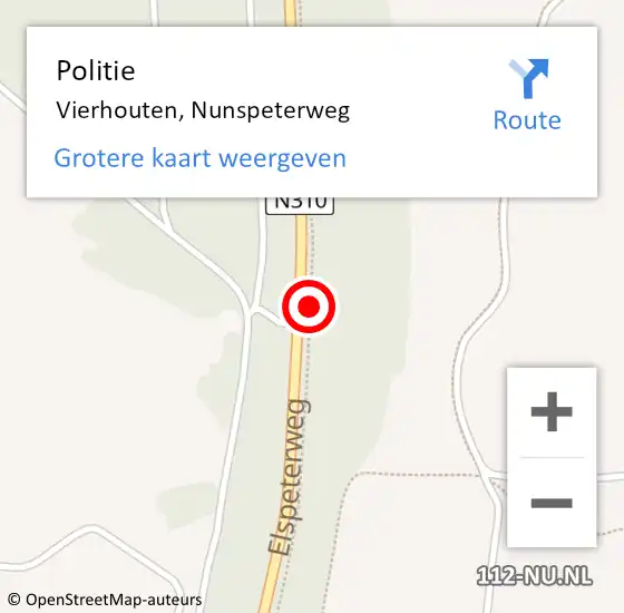 Locatie op kaart van de 112 melding: Politie Vierhouten, Nunspeterweg op 11 maart 2020 20:54