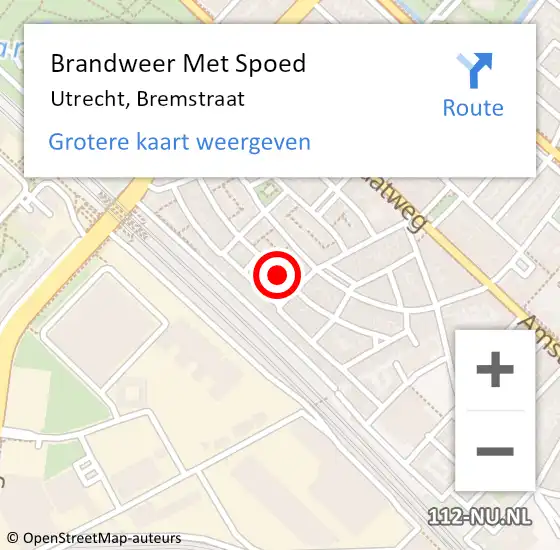 Locatie op kaart van de 112 melding: Brandweer Met Spoed Naar Utrecht, Bremstraat op 11 maart 2020 21:39