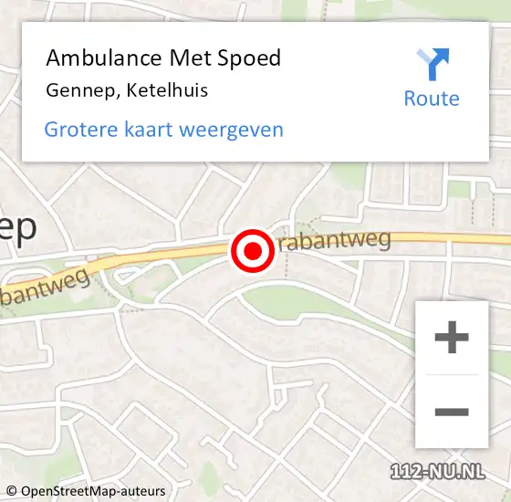 Locatie op kaart van de 112 melding: Ambulance Met Spoed Naar Gennep, Ketelhuis op 11 maart 2020 21:56