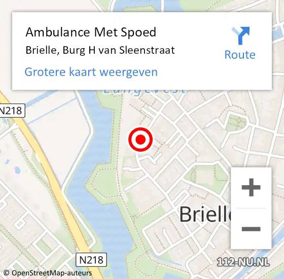 Locatie op kaart van de 112 melding: Ambulance Met Spoed Naar Brielle, Burg H van Sleenstraat op 12 maart 2020 03:01