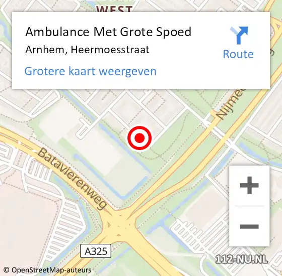 Locatie op kaart van de 112 melding: Ambulance Met Grote Spoed Naar Arnhem, Heermoesstraat op 12 maart 2020 05:12