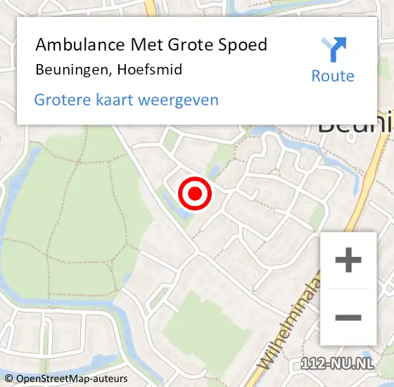 Locatie op kaart van de 112 melding: Ambulance Met Grote Spoed Naar Beuningen, Hoefsmid op 12 maart 2020 05:32