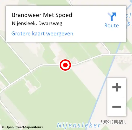 Locatie op kaart van de 112 melding: Brandweer Met Spoed Naar Nijensleek, Dwarsweg op 12 maart 2020 06:10