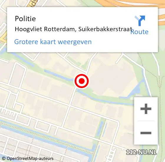 Locatie op kaart van de 112 melding: Politie Hoogvliet Rotterdam, Suikerbakkerstraat op 12 maart 2020 06:34