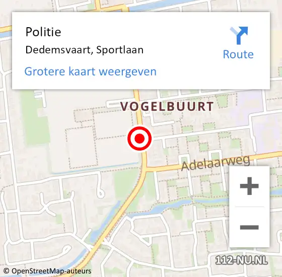 Locatie op kaart van de 112 melding: Politie Dedemsvaart, Sportlaan op 12 maart 2020 06:40