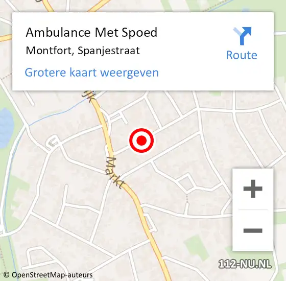 Locatie op kaart van de 112 melding: Ambulance Met Spoed Naar Montfort, Spanjestraat op 1 mei 2014 07:02