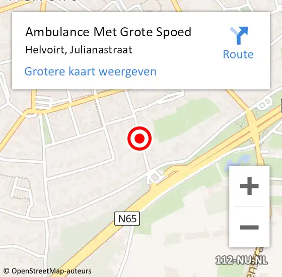 Locatie op kaart van de 112 melding: Ambulance Met Grote Spoed Naar Helvoirt, Julianastraat op 12 maart 2020 07:53