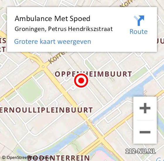 Locatie op kaart van de 112 melding: Ambulance Met Spoed Naar Groningen, Petrus Hendrikszstraat op 12 maart 2020 08:37