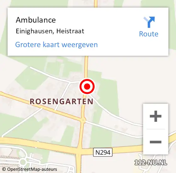 Locatie op kaart van de 112 melding: Ambulance Einighausen, Heistraat op 30 september 2013 15:04