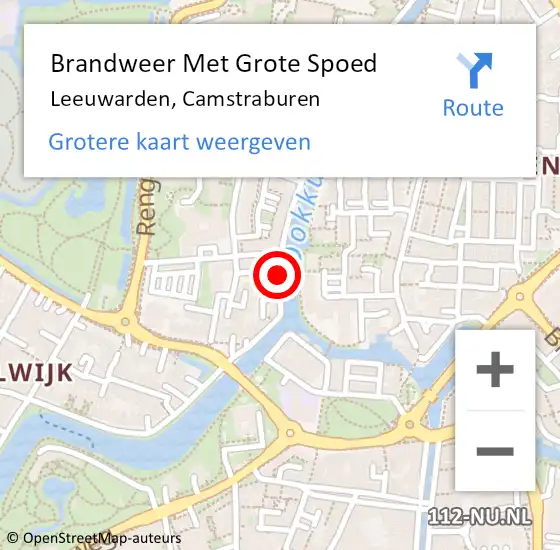 Locatie op kaart van de 112 melding: Brandweer Met Grote Spoed Naar Leeuwarden, Camstraburen op 12 maart 2020 09:12