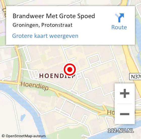 Locatie op kaart van de 112 melding: Brandweer Met Grote Spoed Naar Groningen, Protonstraat op 12 maart 2020 10:33