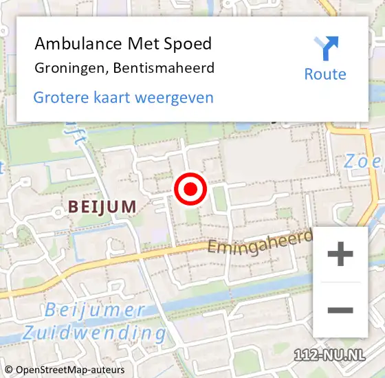 Locatie op kaart van de 112 melding: Ambulance Met Spoed Naar Groningen, Bentismaheerd op 12 maart 2020 11:01