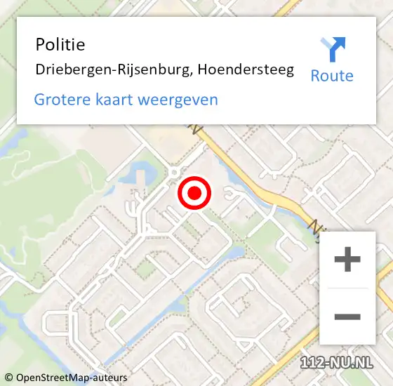 Locatie op kaart van de 112 melding: Politie Driebergen-Rijsenburg, Hoendersteeg op 12 maart 2020 11:21