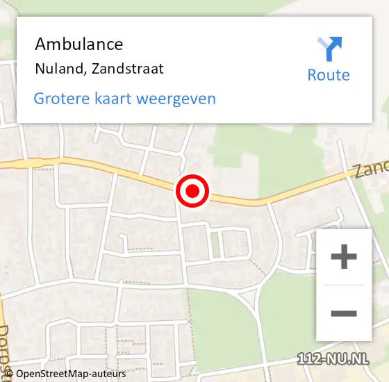 Locatie op kaart van de 112 melding: Ambulance Nuland, Zandstraat op 12 maart 2020 11:46