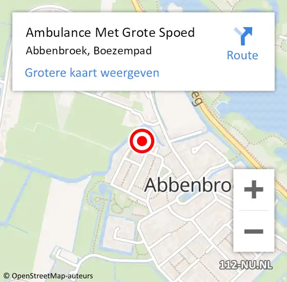 Locatie op kaart van de 112 melding: Ambulance Met Grote Spoed Naar Abbenbroek, Boezempad op 12 maart 2020 12:33