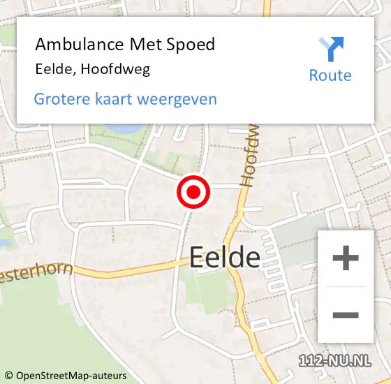 Locatie op kaart van de 112 melding: Ambulance Met Spoed Naar Eelde, Hoofdweg op 12 maart 2020 12:59