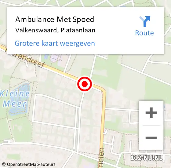 Locatie op kaart van de 112 melding: Ambulance Met Spoed Naar Valkenswaard, Plataanlaan op 12 maart 2020 13:32