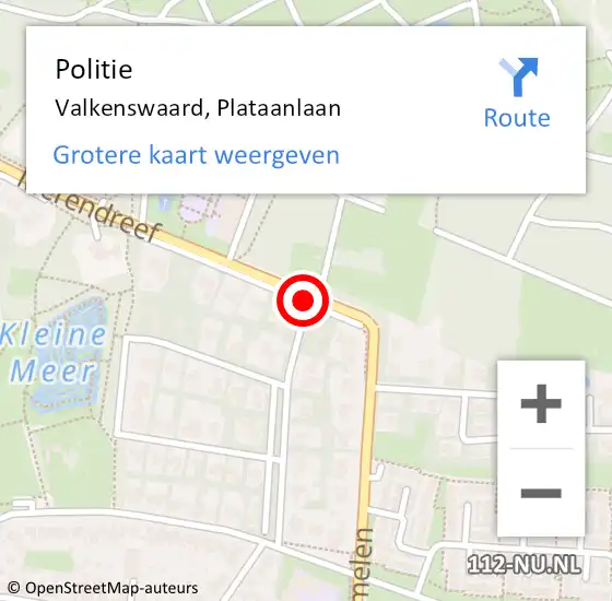 Locatie op kaart van de 112 melding: Politie Valkenswaard, Plataanlaan op 12 maart 2020 13:37