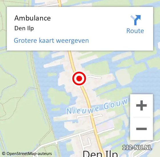 Locatie op kaart van de 112 melding: Ambulance Den Ilp op 12 maart 2020 14:02