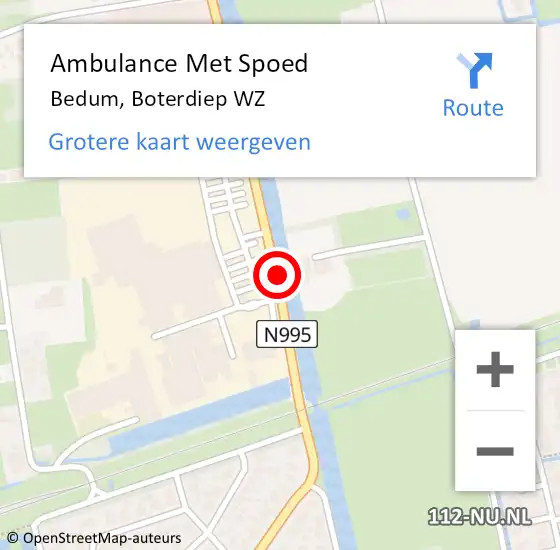 Locatie op kaart van de 112 melding: Ambulance Met Spoed Naar Bedum, Boterdiep WZ op 12 maart 2020 14:20