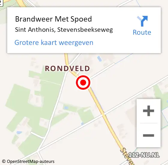 Locatie op kaart van de 112 melding: Brandweer Met Spoed Naar Sint Anthonis, Stevensbeekseweg op 12 maart 2020 14:54