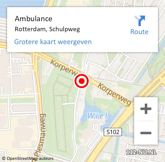 Locatie op kaart van de 112 melding: Ambulance Rotterdam, Schulpweg op 12 maart 2020 15:05