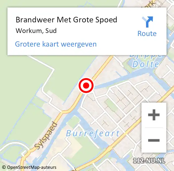 Locatie op kaart van de 112 melding: Brandweer Met Grote Spoed Naar Workum, Sud op 12 maart 2020 16:01