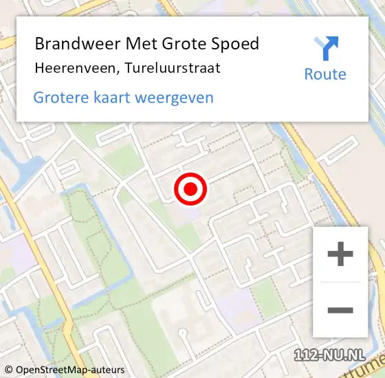 Locatie op kaart van de 112 melding: Brandweer Met Grote Spoed Naar Heerenveen, Tureluurstraat op 12 maart 2020 16:08