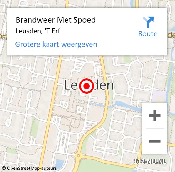 Locatie op kaart van de 112 melding: Brandweer Met Spoed Naar Leusden, 'T Erf op 12 maart 2020 16:36