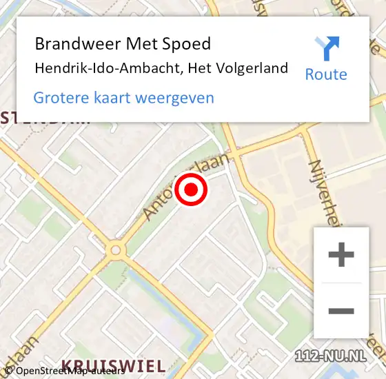 Locatie op kaart van de 112 melding: Brandweer Met Spoed Naar Hendrik-Ido-Ambacht, Het Volgerland op 12 maart 2020 17:54