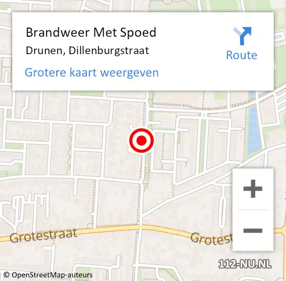 Locatie op kaart van de 112 melding: Brandweer Met Spoed Naar Drunen, Dillenburgstraat op 12 maart 2020 18:17