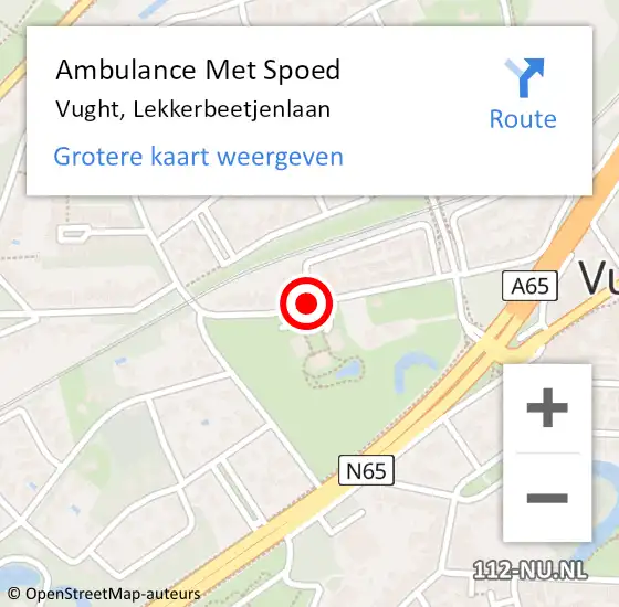 Locatie op kaart van de 112 melding: Ambulance Met Spoed Naar Vught, Lekkerbeetjenlaan op 12 maart 2020 18:25