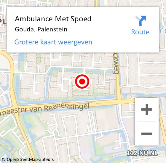 Locatie op kaart van de 112 melding: Ambulance Met Spoed Naar Gouda, Palenstein op 12 maart 2020 19:26