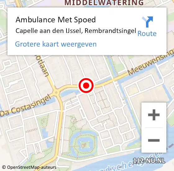 Locatie op kaart van de 112 melding: Ambulance Met Spoed Naar Capelle aan den IJssel, Rembrandtsingel op 12 maart 2020 20:00