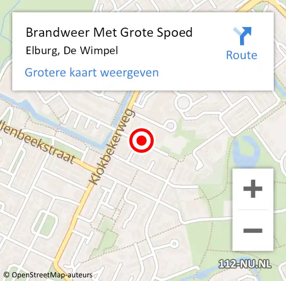 Locatie op kaart van de 112 melding: Brandweer Met Grote Spoed Naar Elburg, De Wimpel op 12 maart 2020 21:05