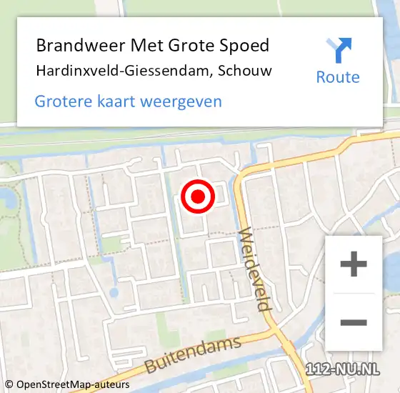 Locatie op kaart van de 112 melding: Brandweer Met Grote Spoed Naar Hardinxveld-Giessendam, Schouw op 12 maart 2020 22:24