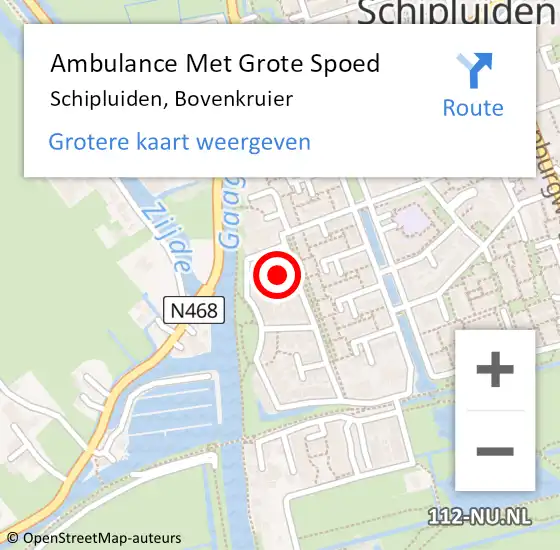 Locatie op kaart van de 112 melding: Ambulance Met Grote Spoed Naar Schipluiden, Bovenkruier op 8 september 2013 00:30