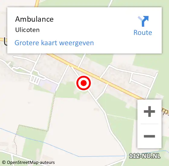 Locatie op kaart van de 112 melding: Ambulance Ulicoten op 13 maart 2020 09:18